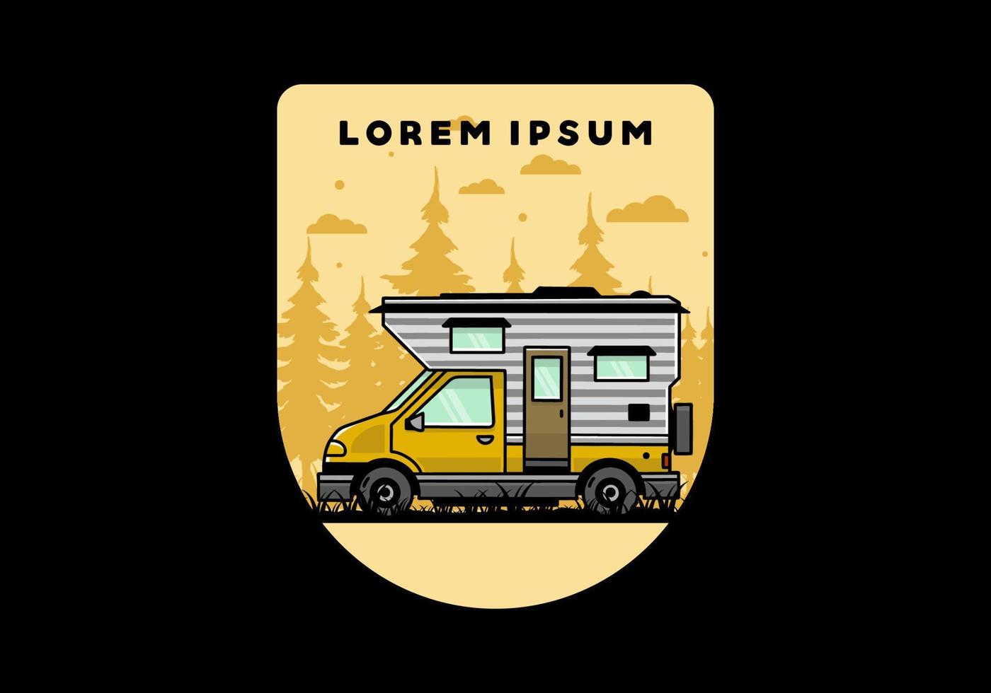 Van box camper illustration badge design vector
