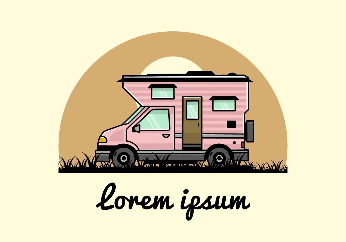 van box camper ilustración diseño de placa vector