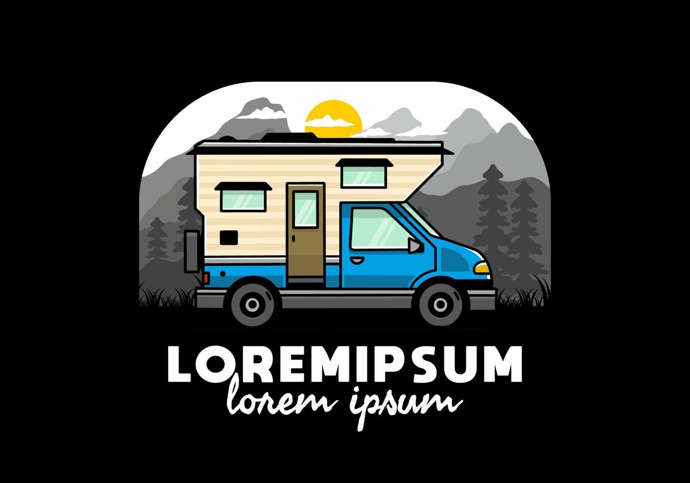 Van box camper illustration badge design vector