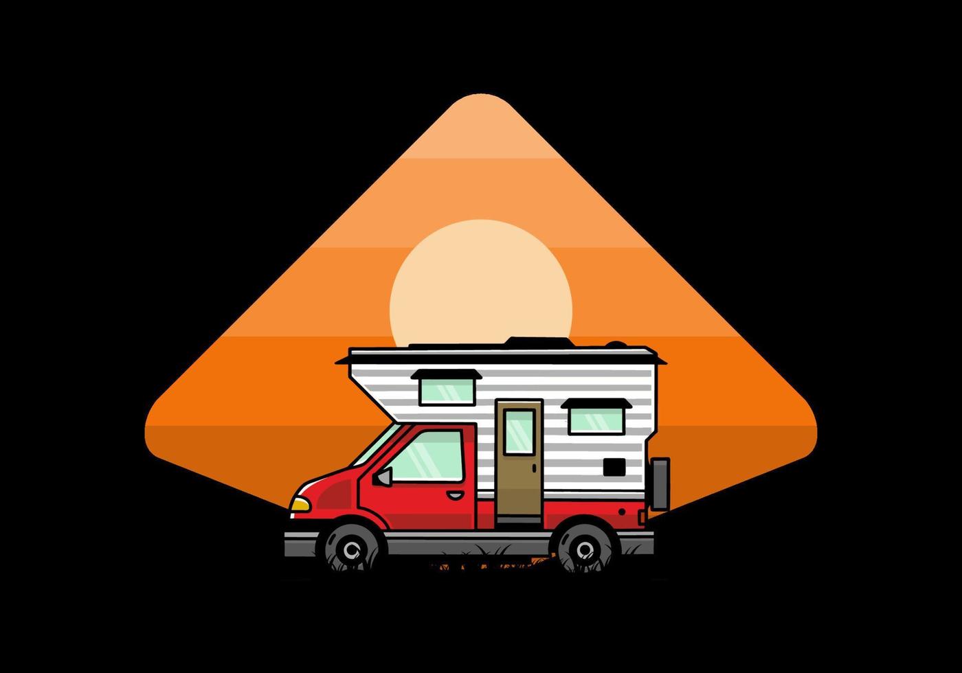 Van box camper illustration badge design vector