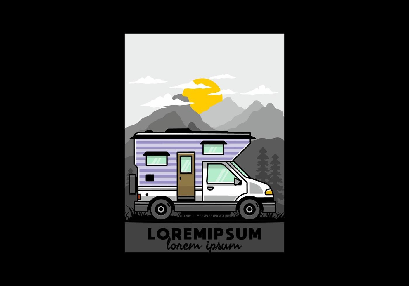 Van box camper illustration badge design vector