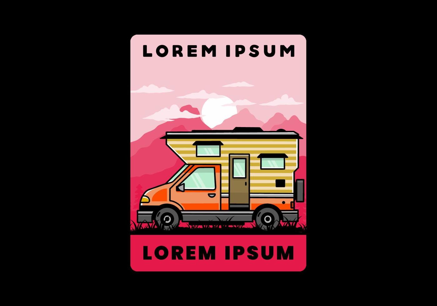 Van box camper illustration badge design vector