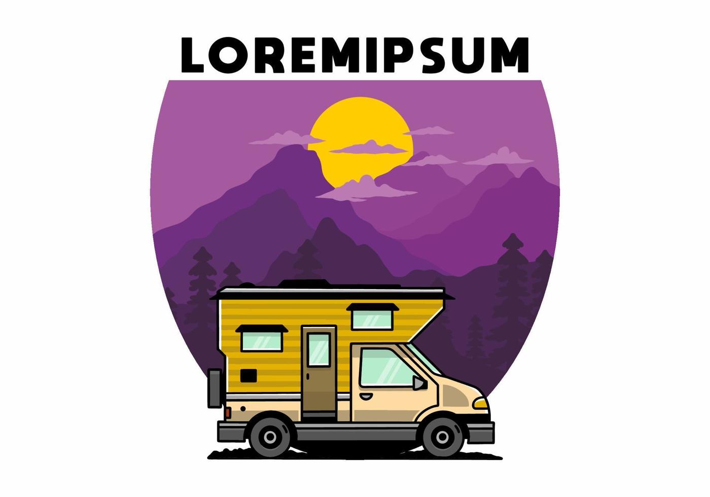 Van box camper illustration badge design vector