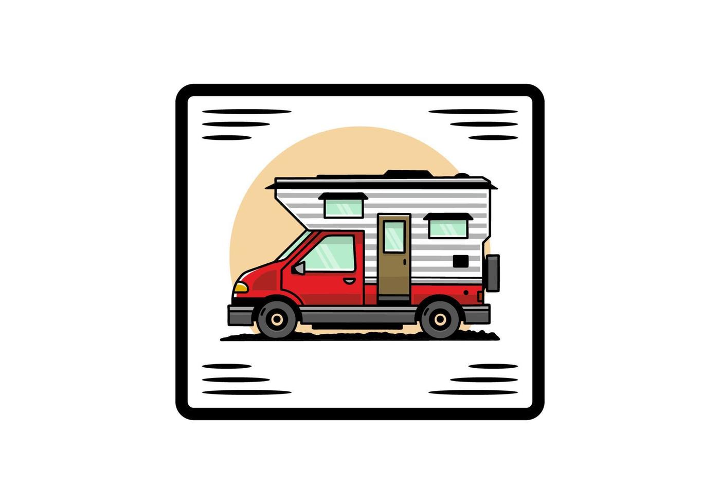 van box camper ilustración diseño de placa vector