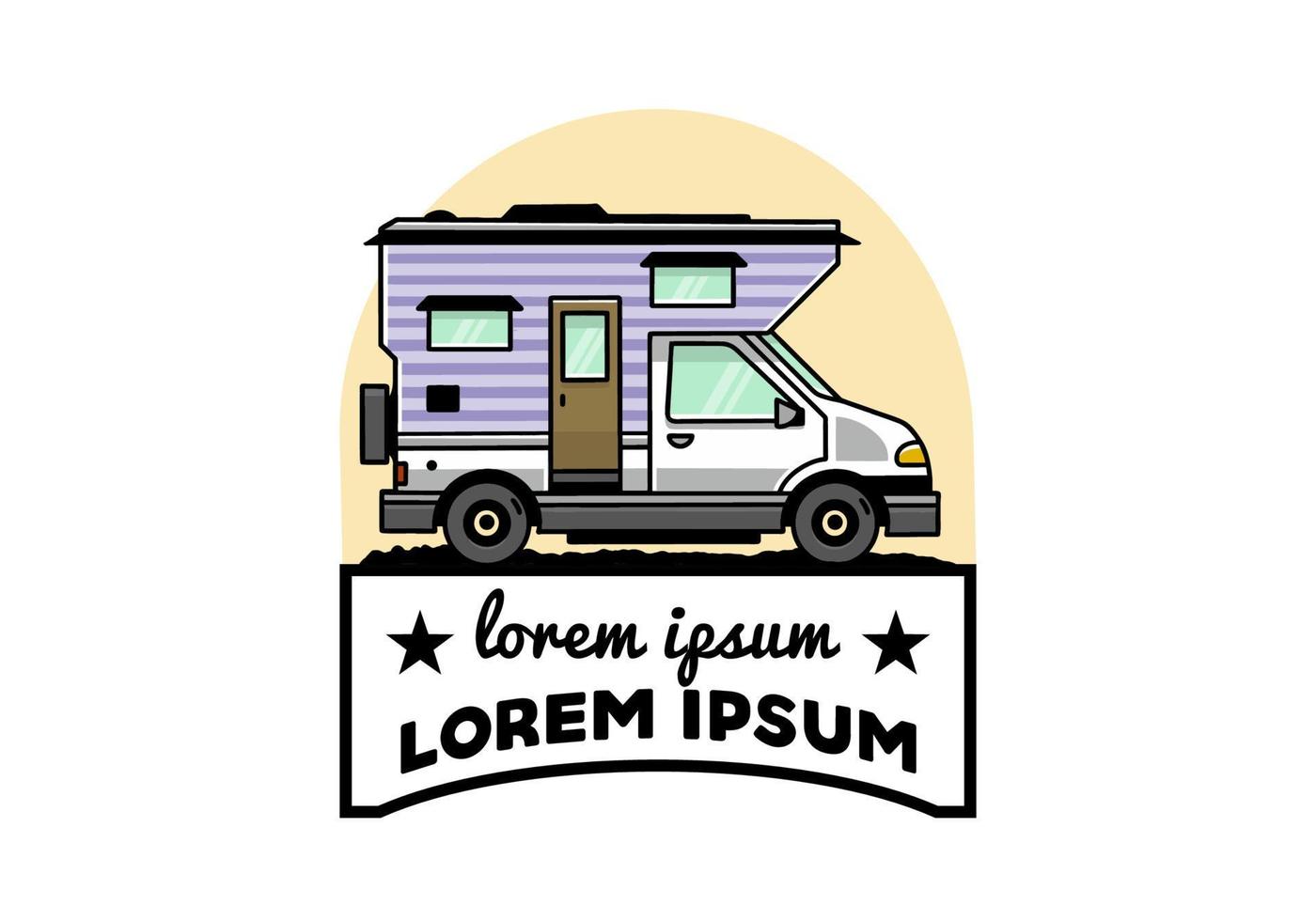 Van box camper illustration badge design vector