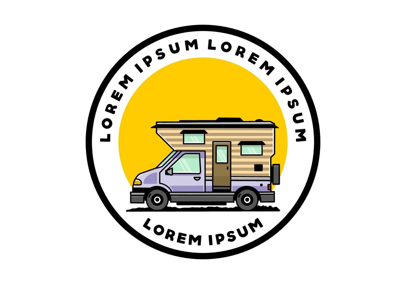 Van box camper illustration badge design vector