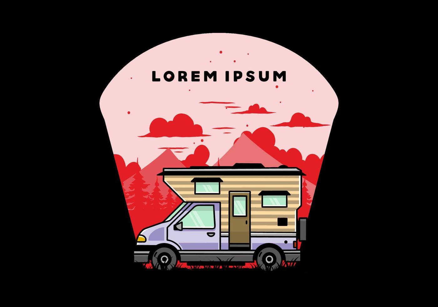 Van box camper illustration badge design vector