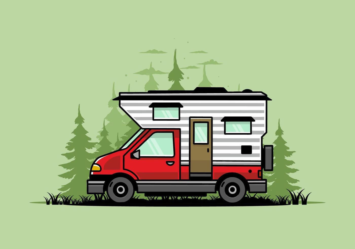 van box camper ilustración diseño de placa vector