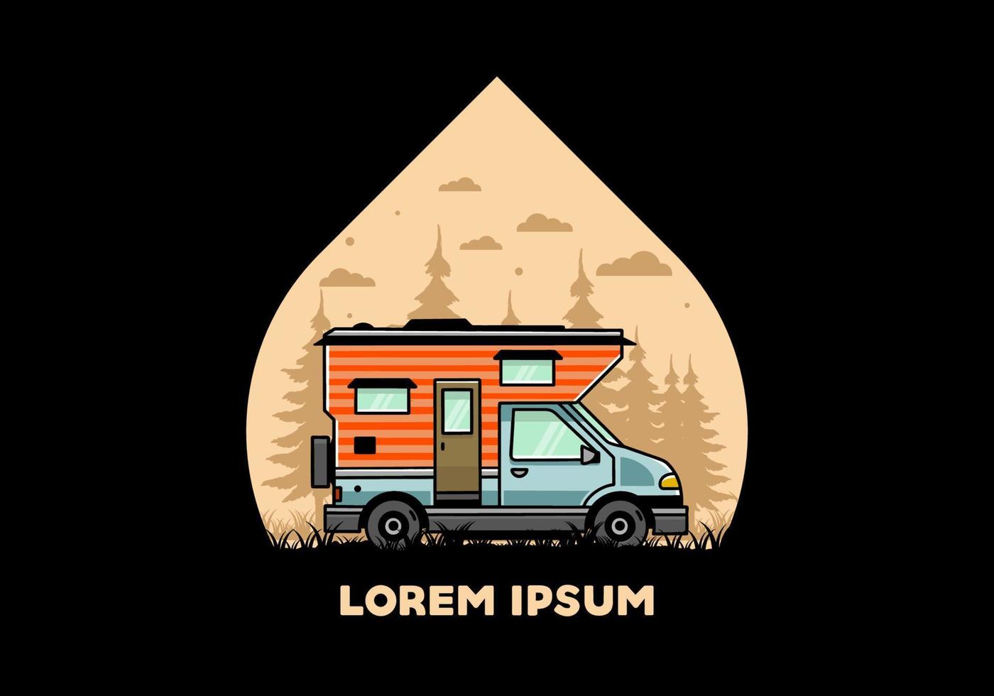 Van box camper illustration badge design vector