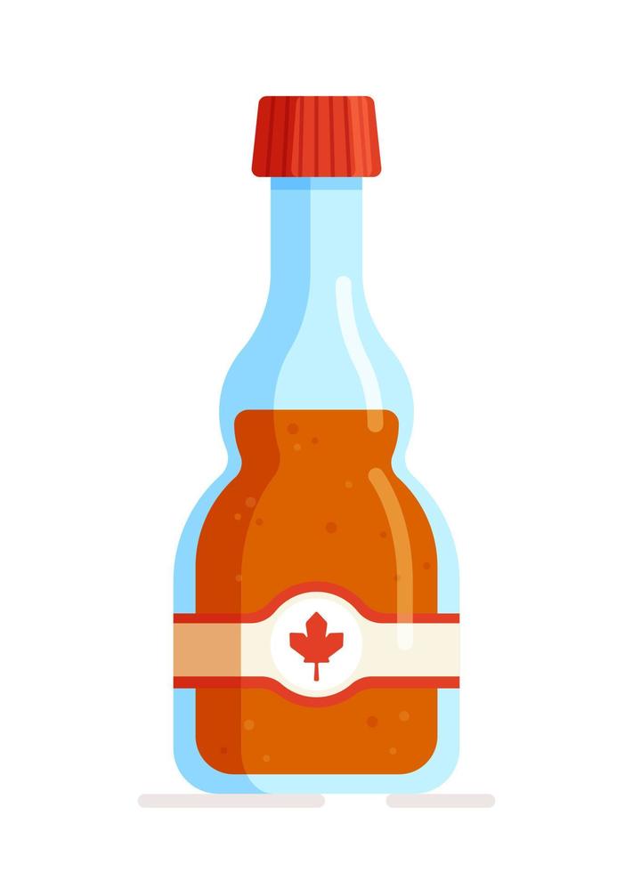 Vector isolated illustration of a bottle of maple syrup. Packaging design template logo.