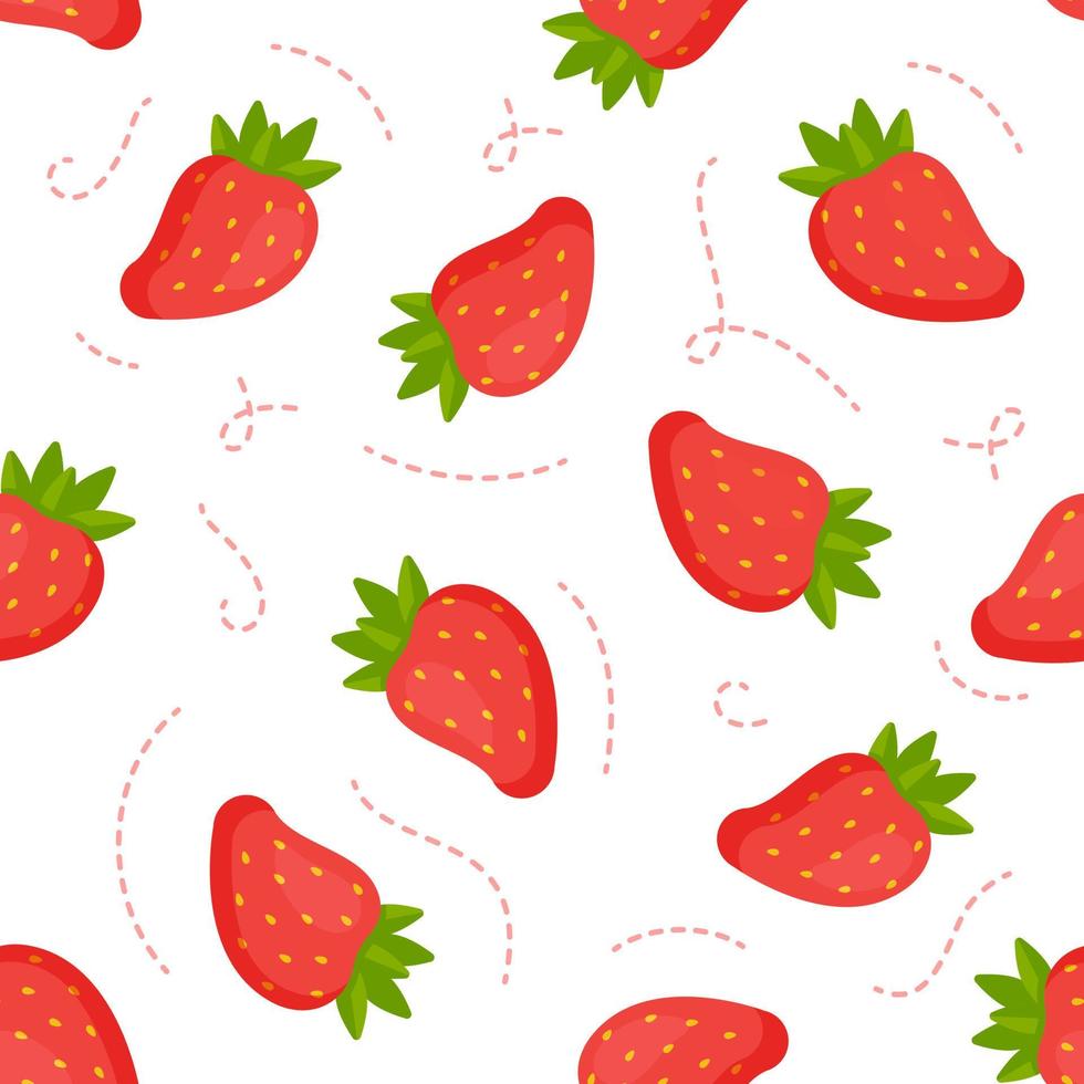 Pattern of fresh berries. Used for fabric, gift wrap, packaging. Repeating background with summer fruits on pink. vector