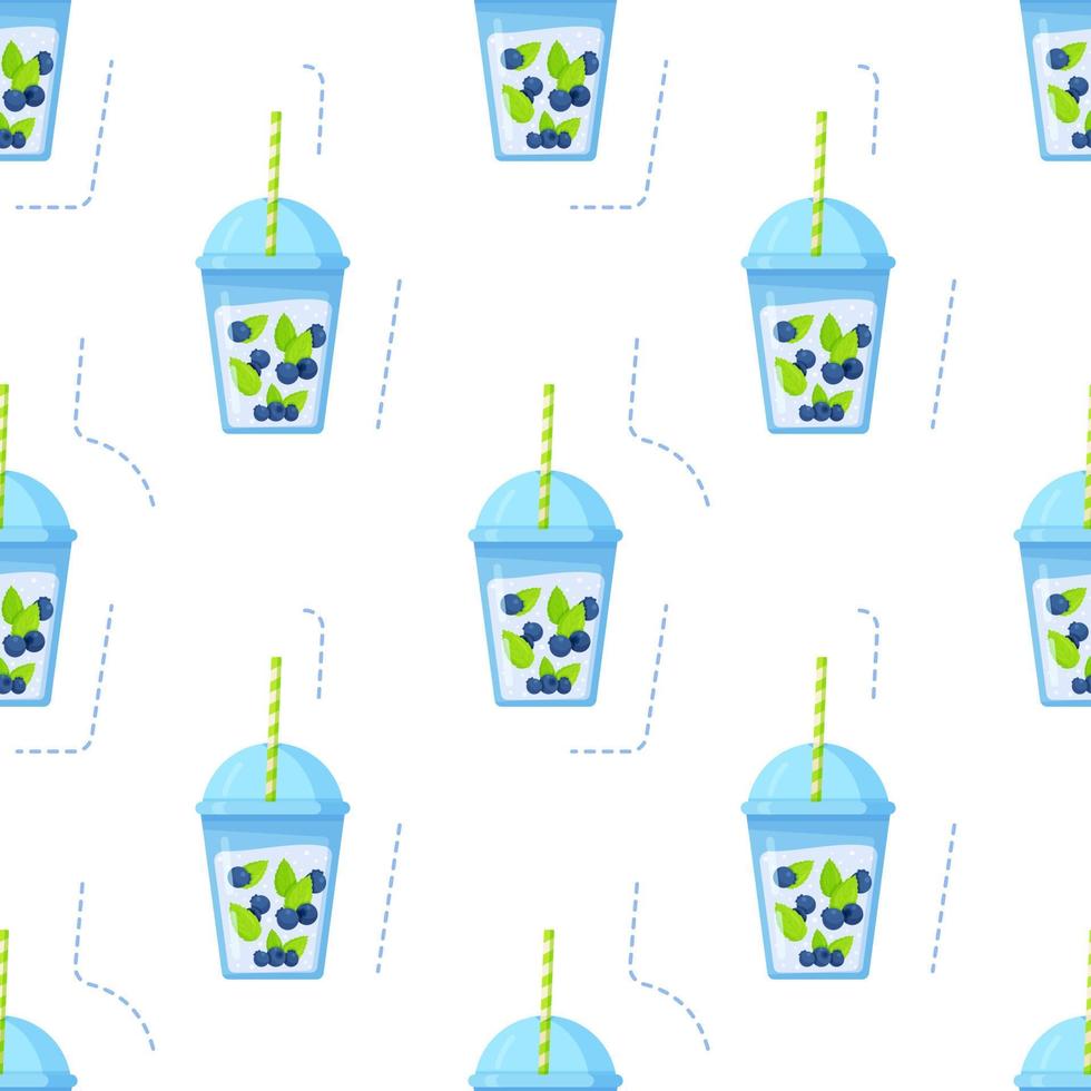Vector pattern with summer lemonade from blueberries.