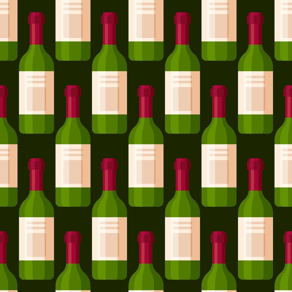 Vector illustration of wine bottle pattern. Alcoholic beverage. Delicious red wine.