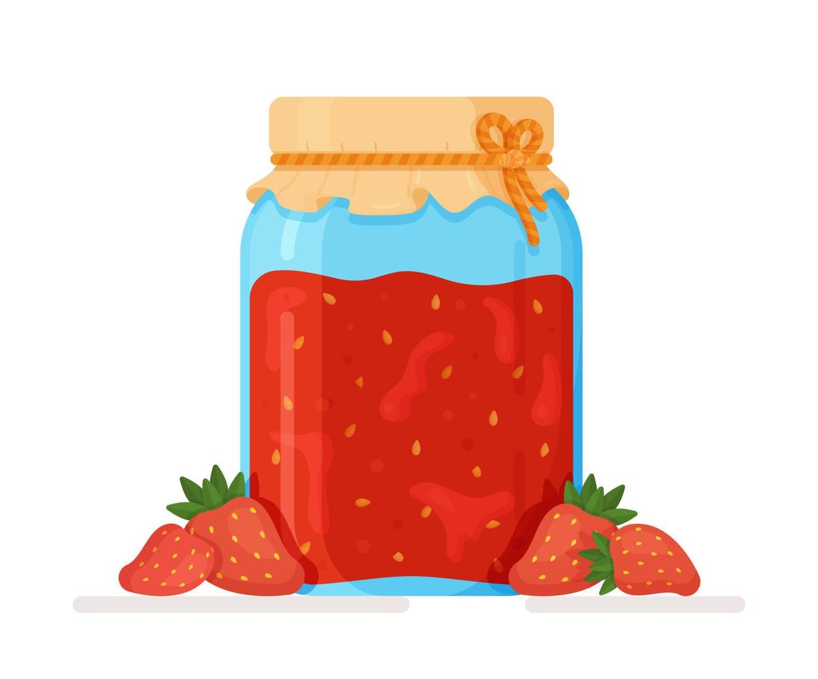 ilustración vectorial de un tarro aislado de mermelada de fresa. vector