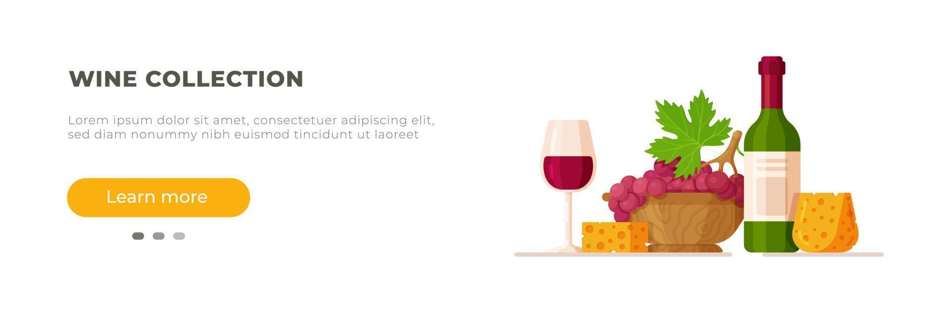 una botella de vino y una copa de vino tinto. ilustración vectorial de estilo plano sobre fondo blanco. vector