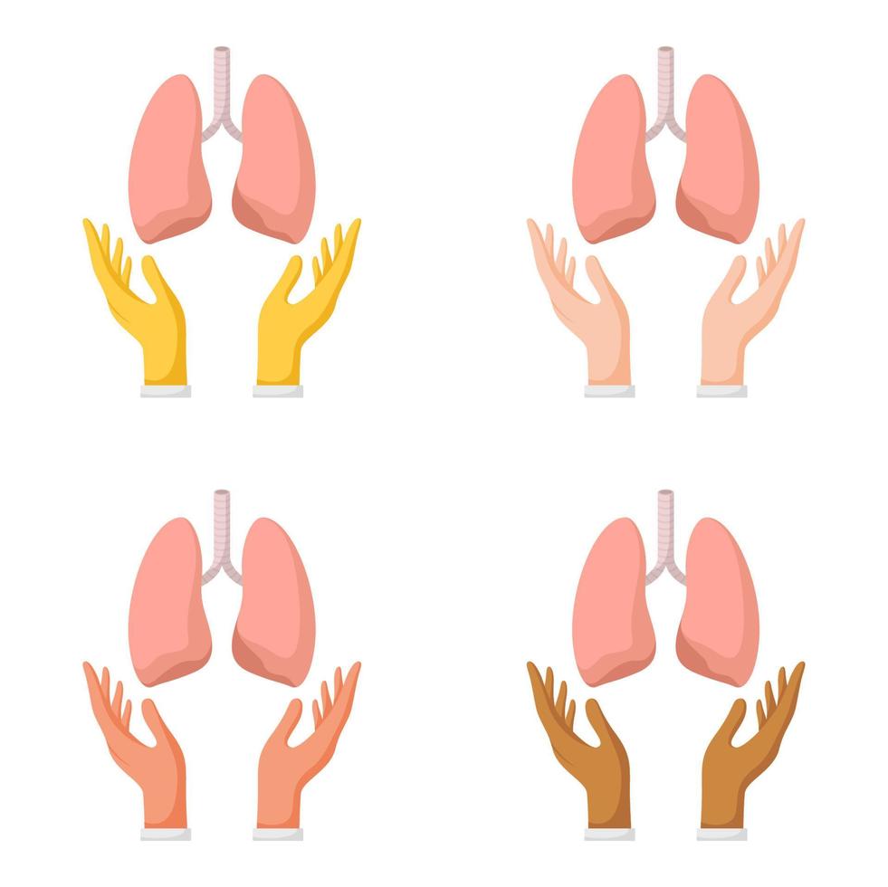 Set of hands gestures with lung vector