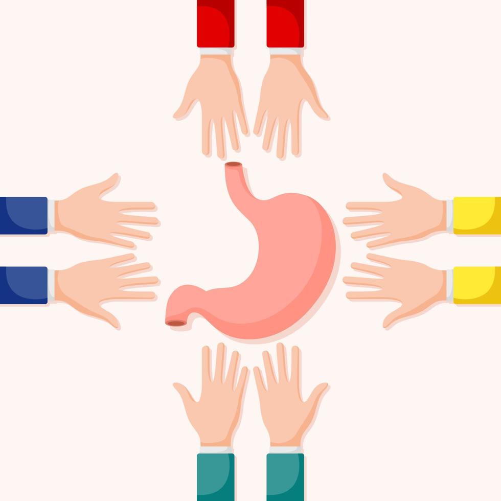 Set of hands gestures with stomach vector