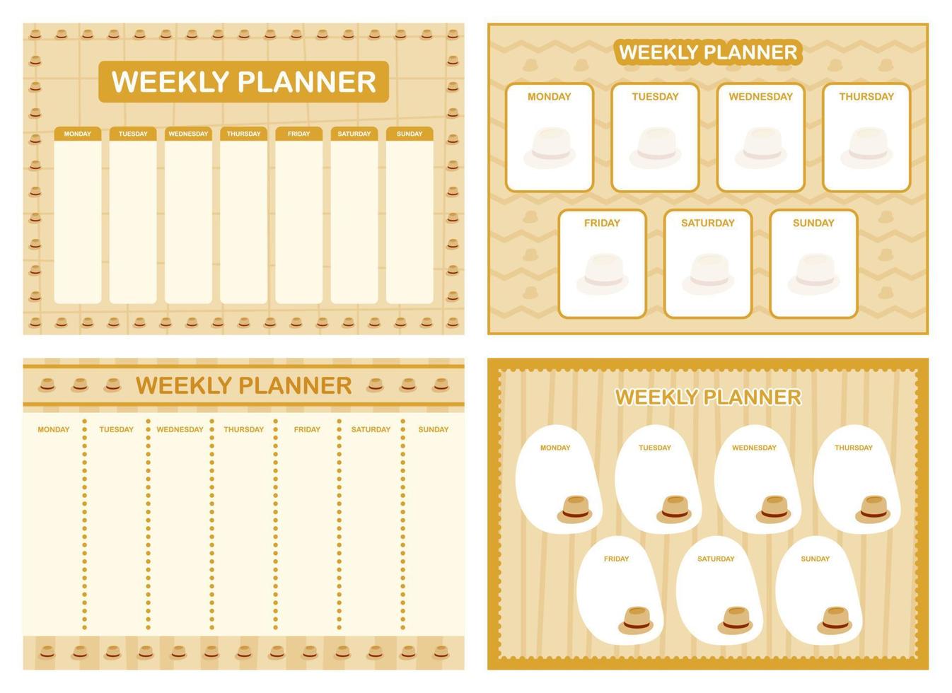 Weekly planner, kids schedule design template vector