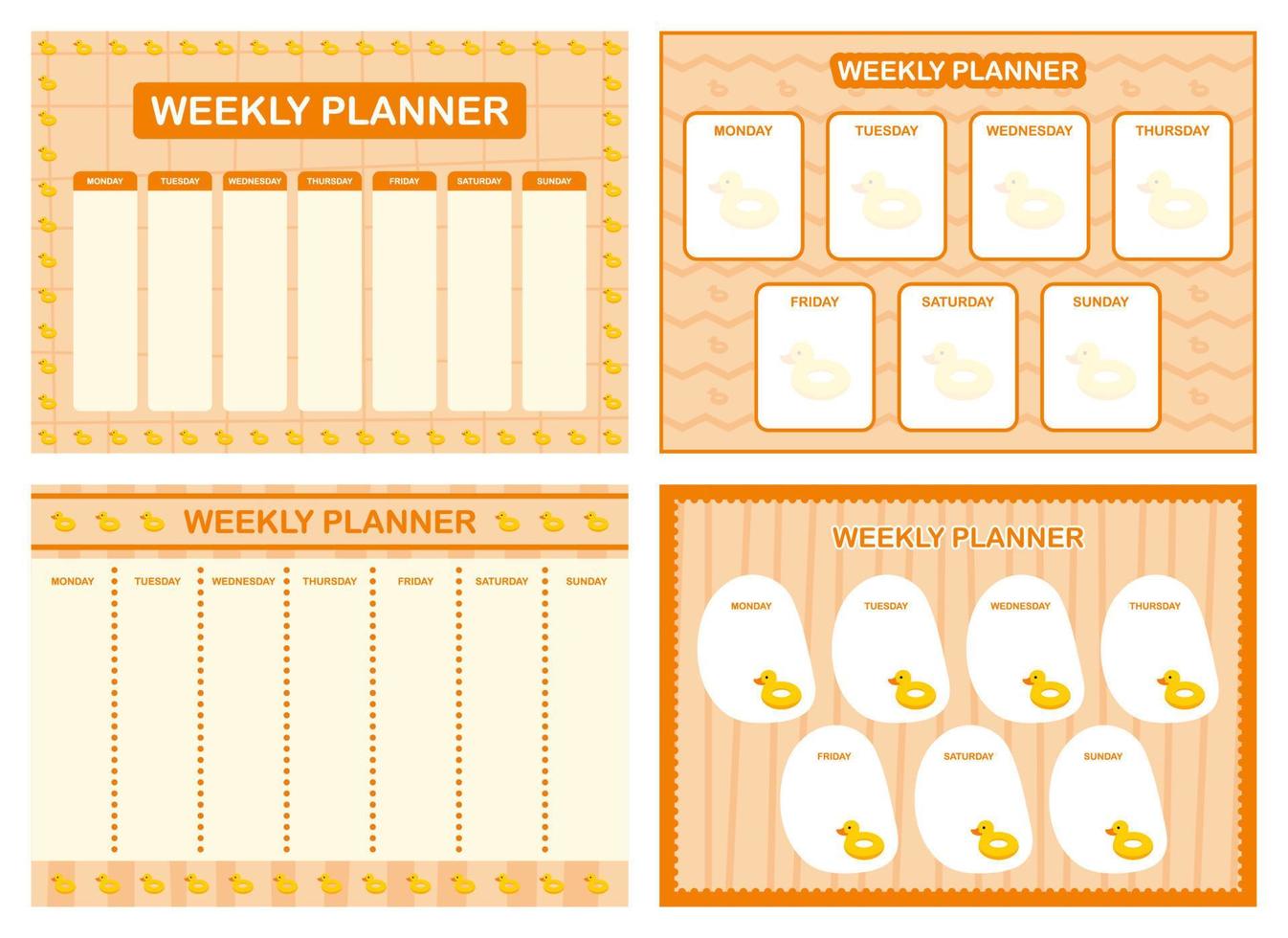 planificador semanal, plantilla de diseño de horario para niños vector