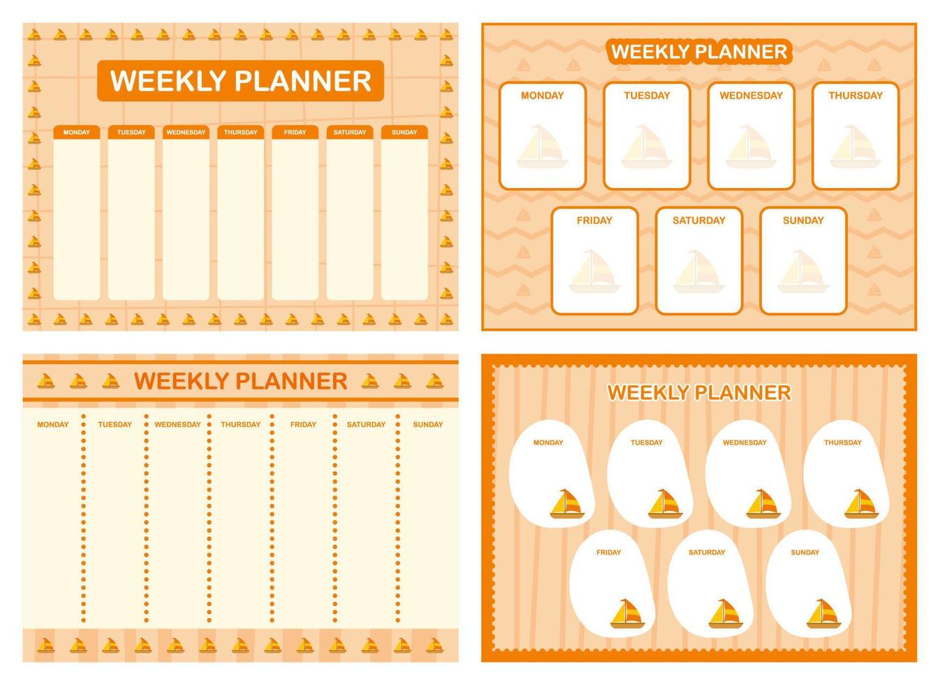 planificador semanal, plantilla de diseño de horario para niños vector