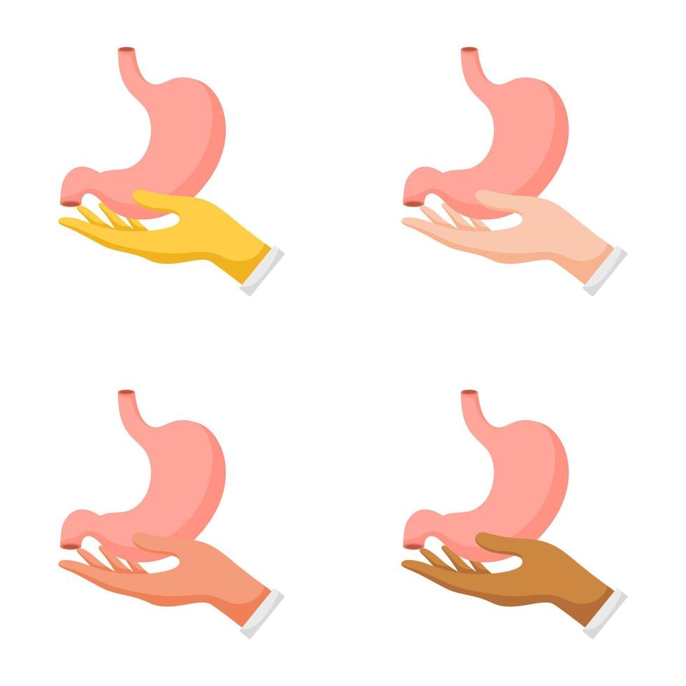 Set of hands gestures with stomach vector