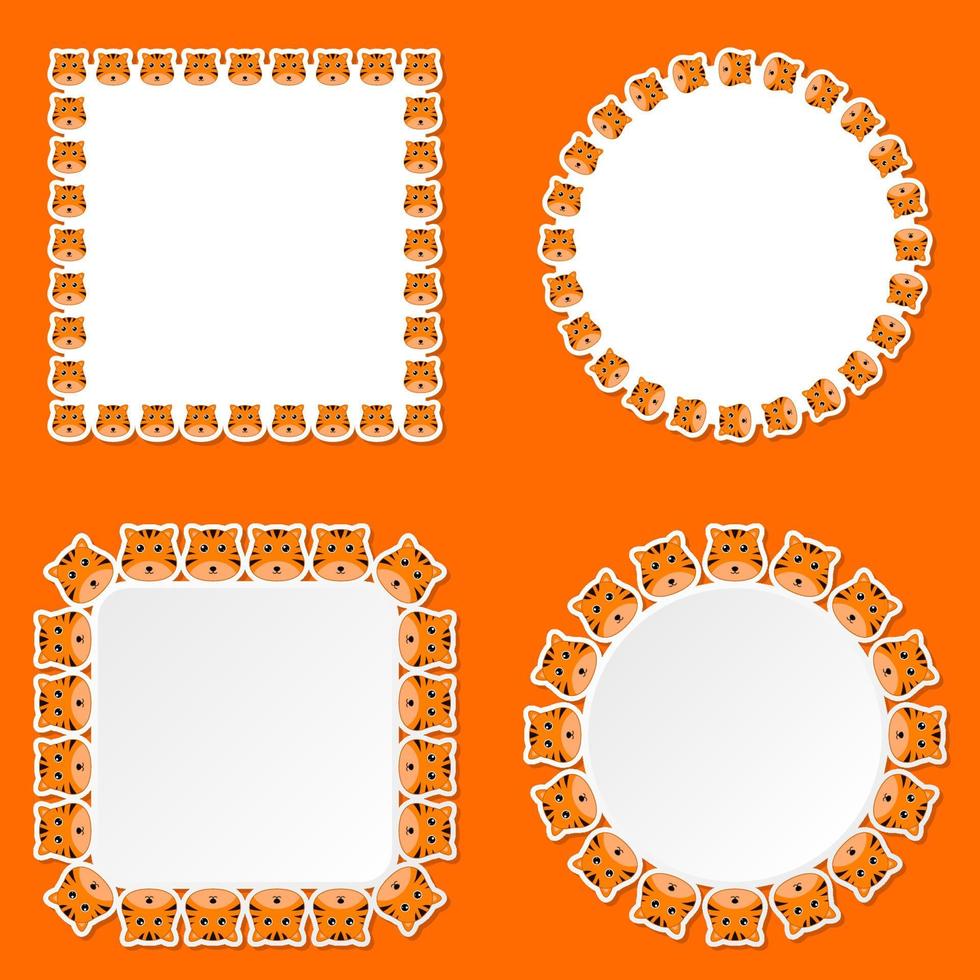 Tiger with frame for banner, poster, and greeting card vector