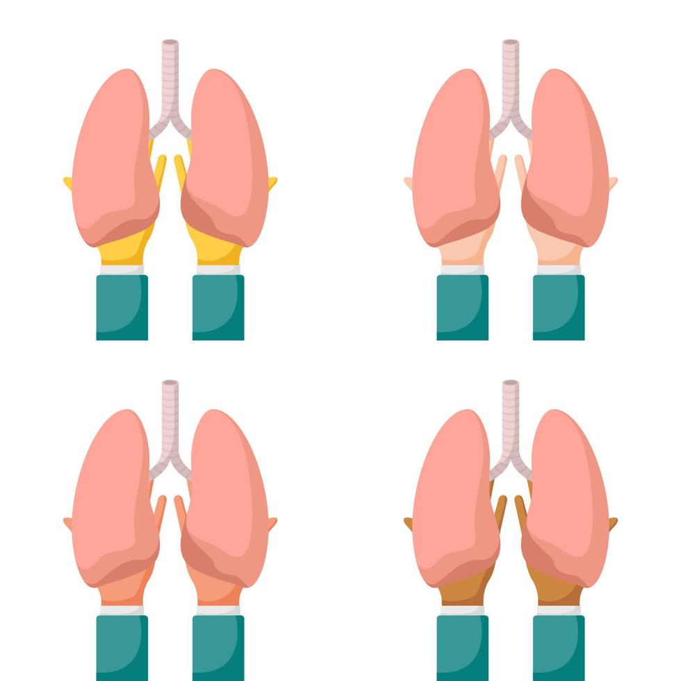 conjunto de gestos de manos con pulmón vector