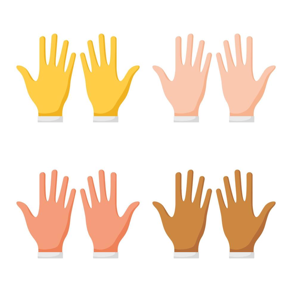 Set of hands gestures on white background vector