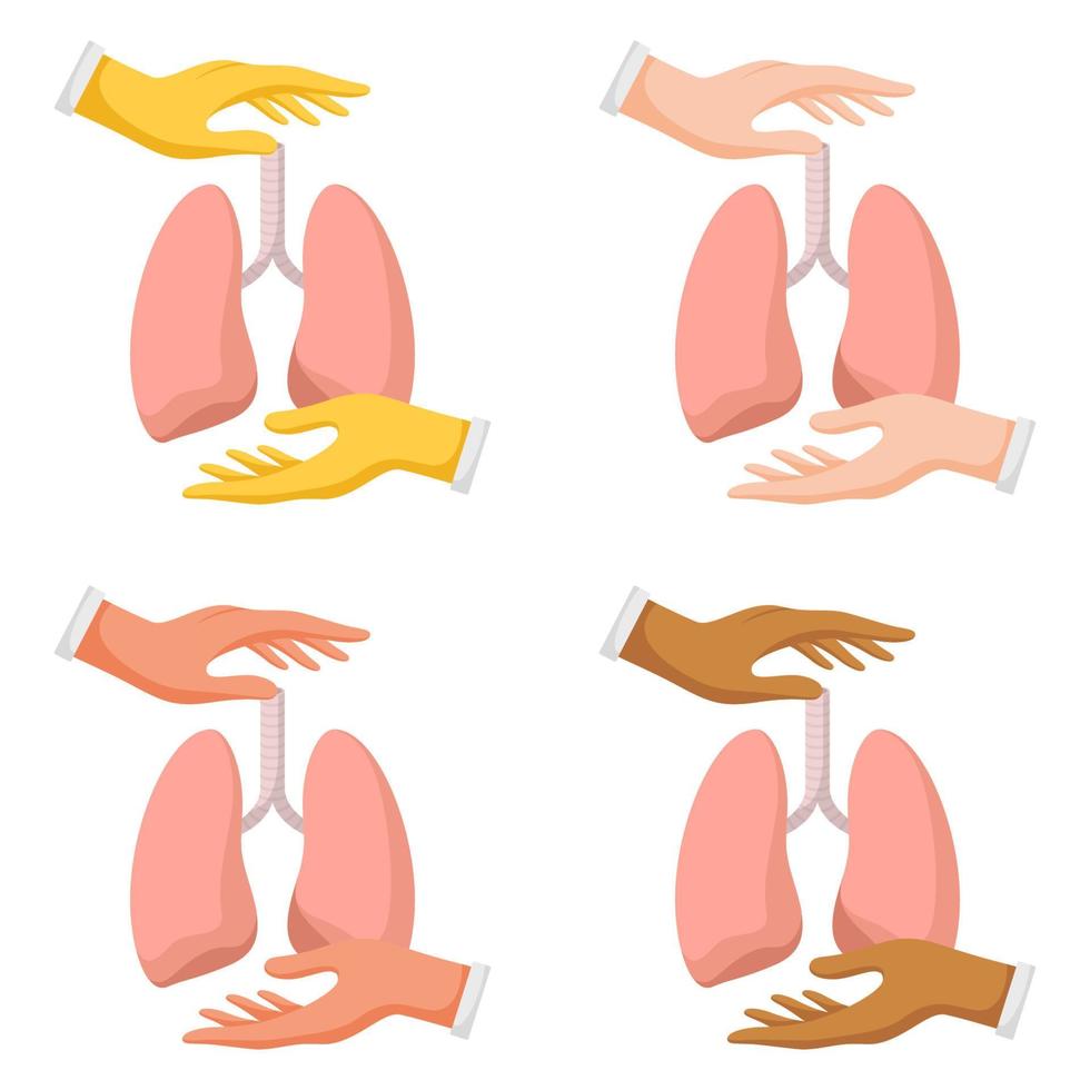 Set of hands gestures with lung vector