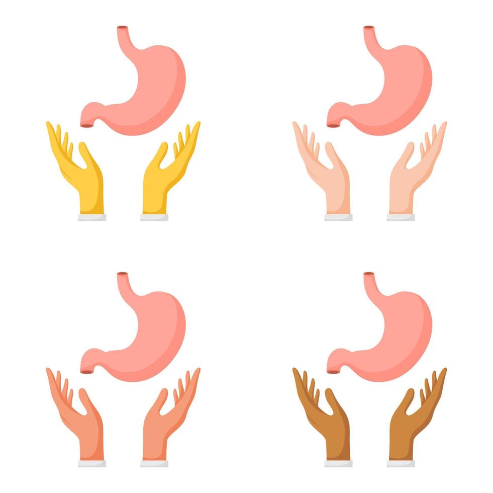 Set of hands gestures with stomach vector
