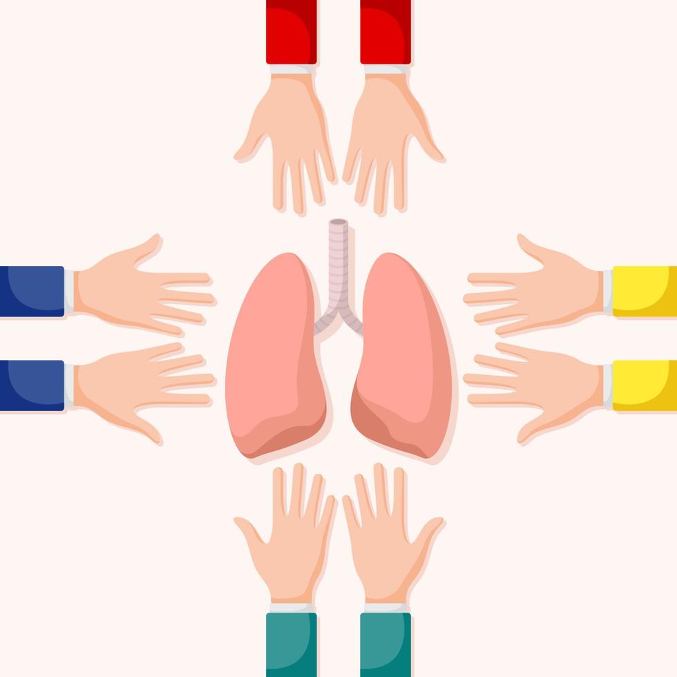 Set of hands gestures with lung vector