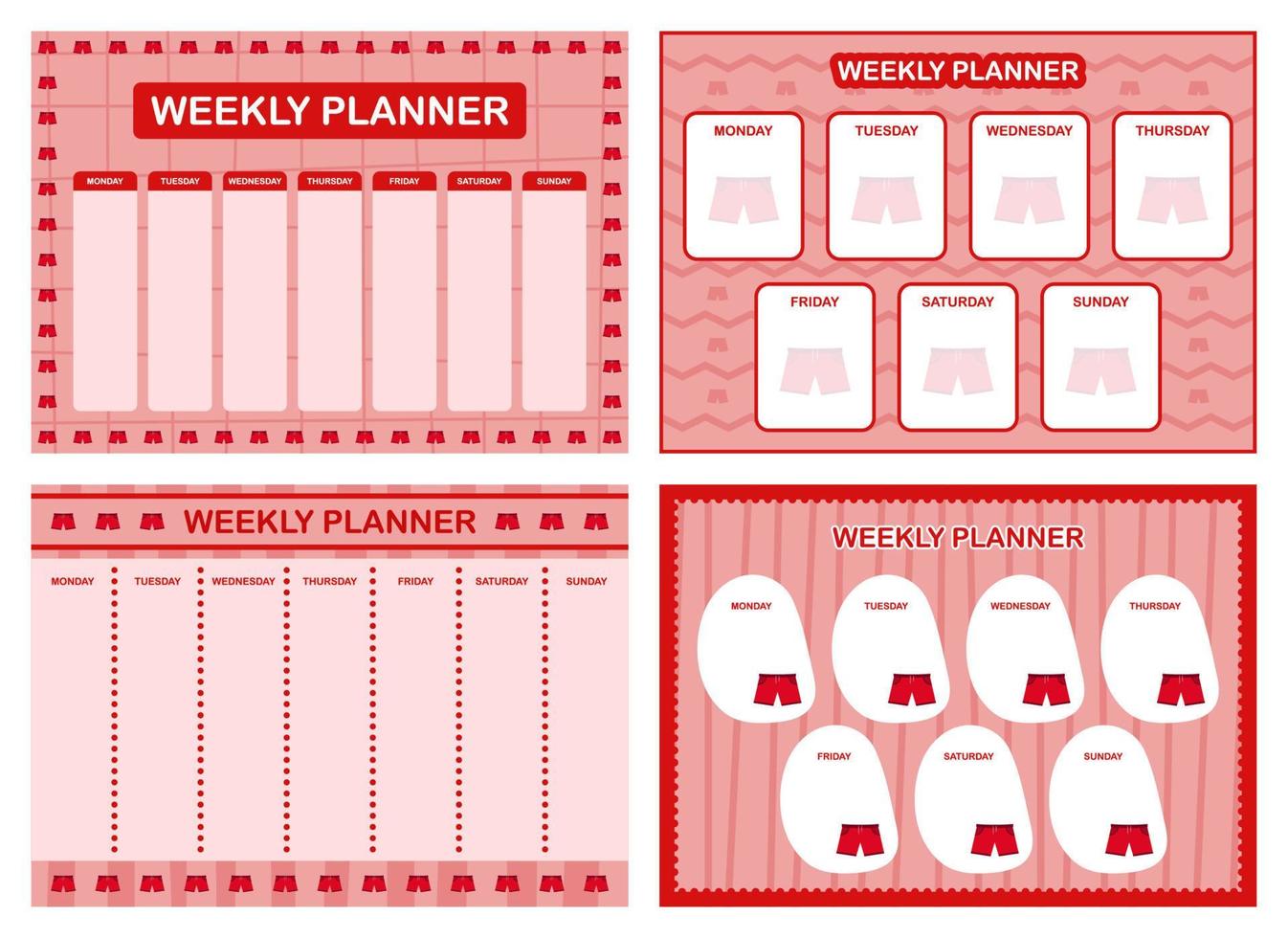 Weekly planner, kids schedule design template vector