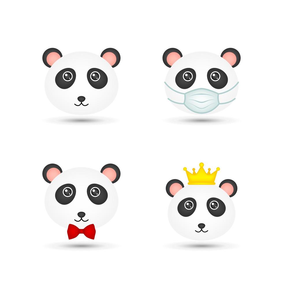 Panda head on white background vector