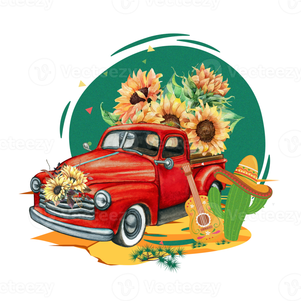 Wild West Cactus PNG, Sublimation Design, vintage truck png