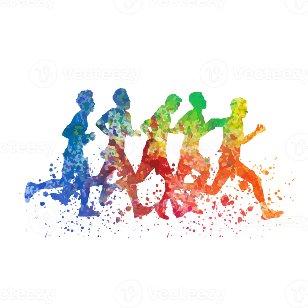 Running silhouettes PNG,Trail running,marathon runner,Jogging,Outdoor sports,Exercise fitness,Healthy lifestyle,Watercolor png