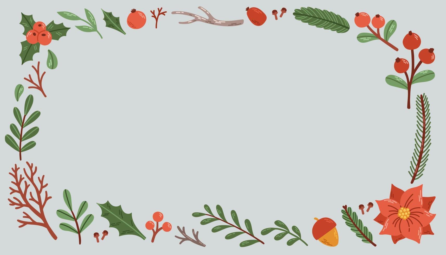 Winter vector background set wreath flat design illustration