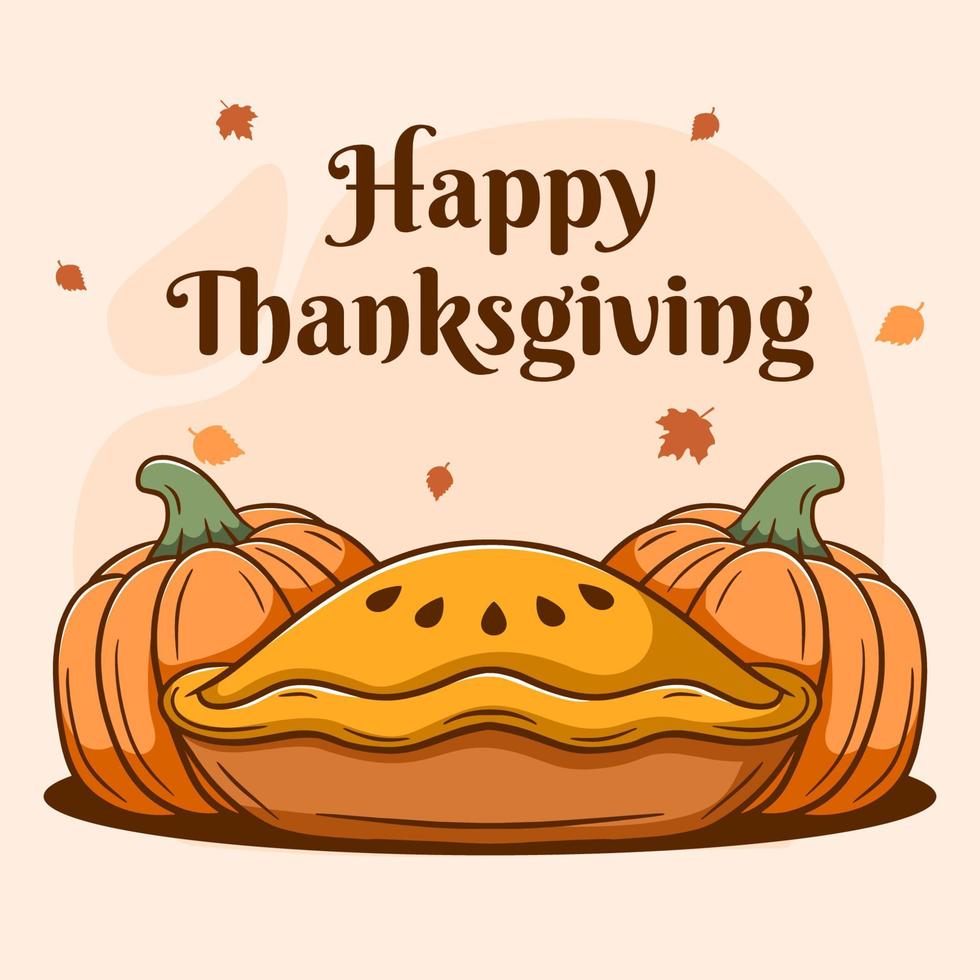 Thanksgiving day banner with hand drawn pumpkin pie vector