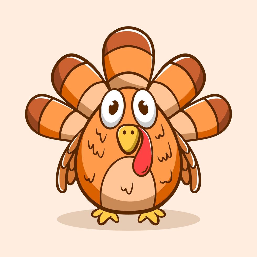 Cute hand drawn thanksgiving turkey cartoon character vector