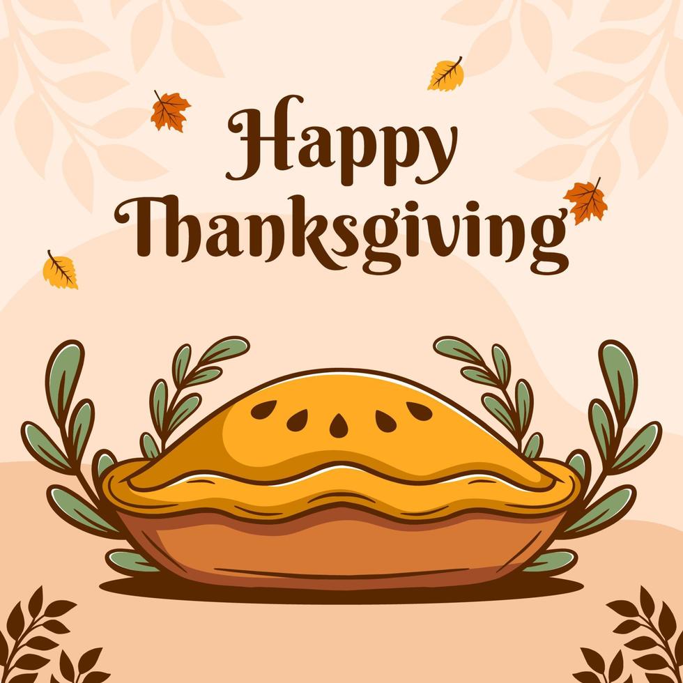 Thanksgiving day banner with hand drawn pumpkin pie vector