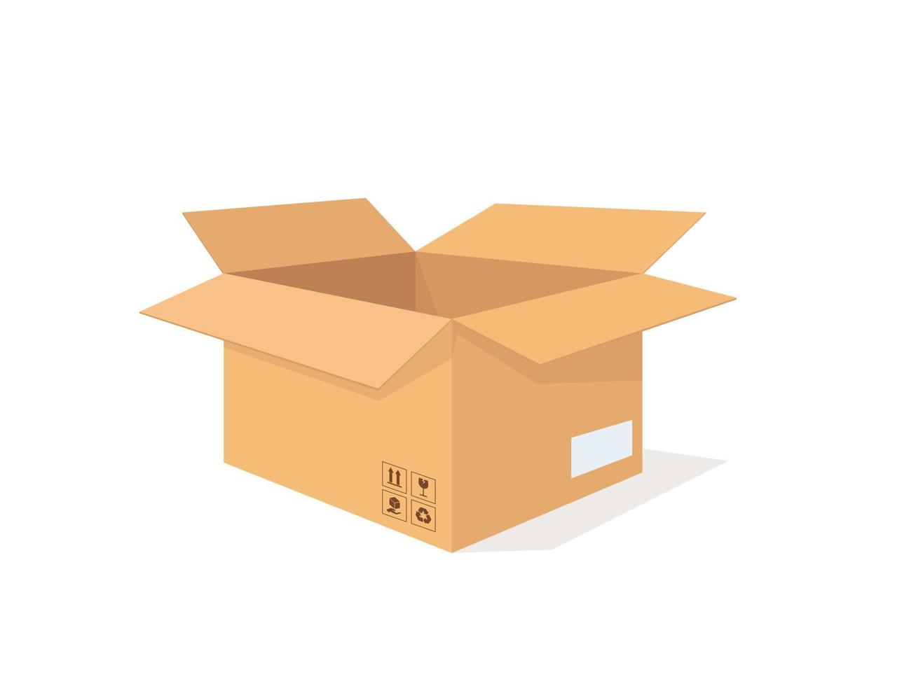 Opened carton box or cardboard illustration vector