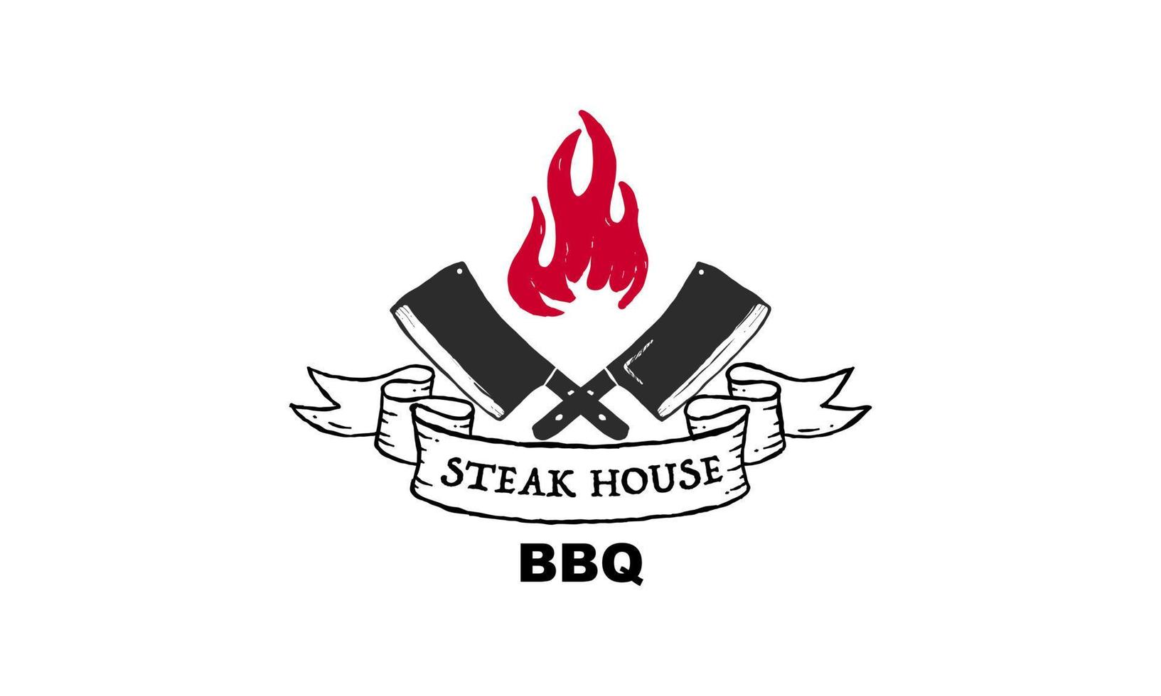 Vintage barbecue emblems. Restaurant labels, emblems, logo. Vector logo template