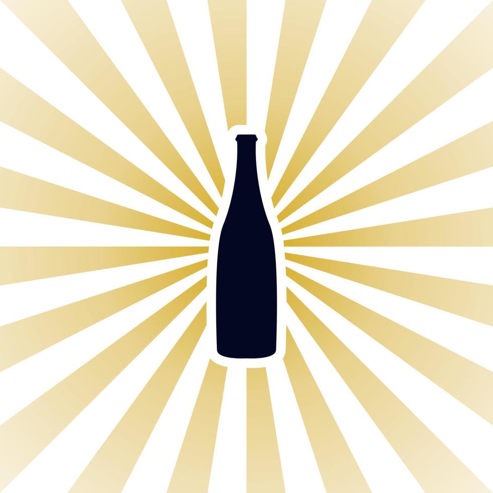 silueta del logotipo del icono de la botella de vino con efecto brillante vector