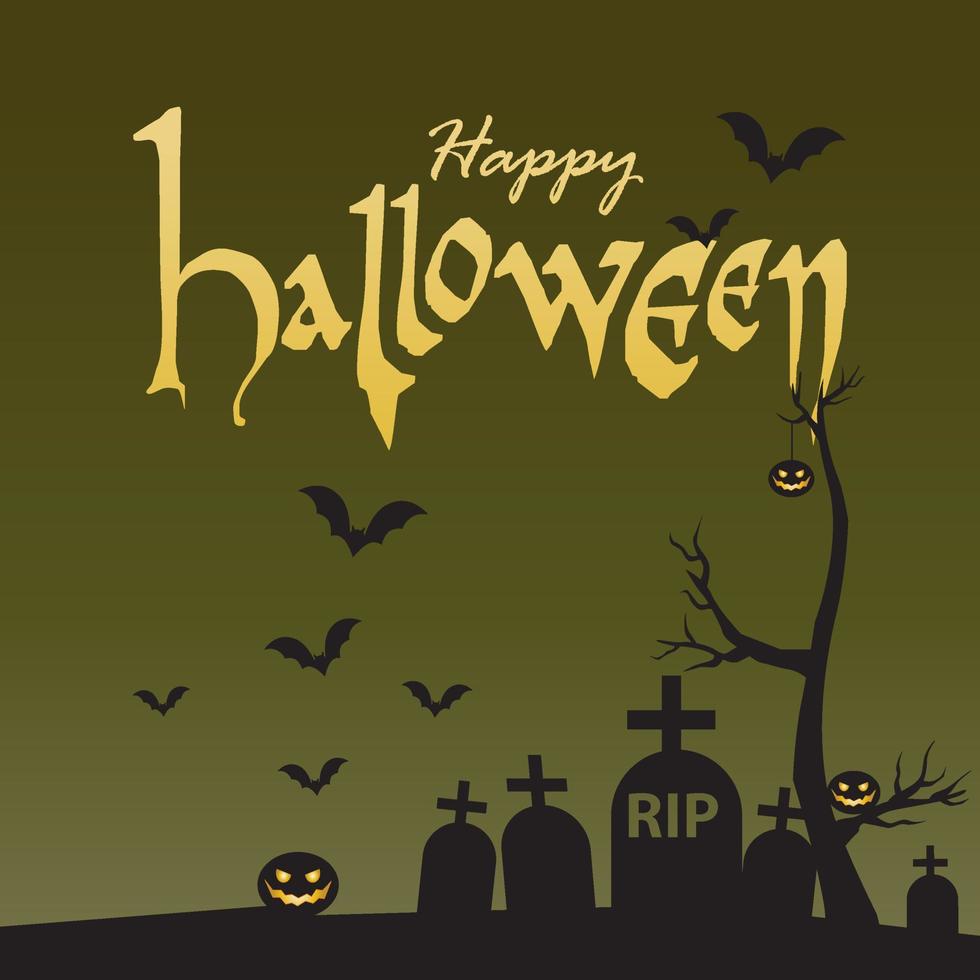 Silhouette Cute Happy Halloween celebration trick or treat template background vector