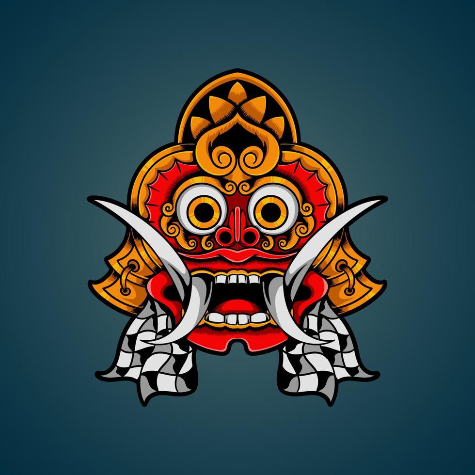 Hand drawn Balinese barong mask vector illustration