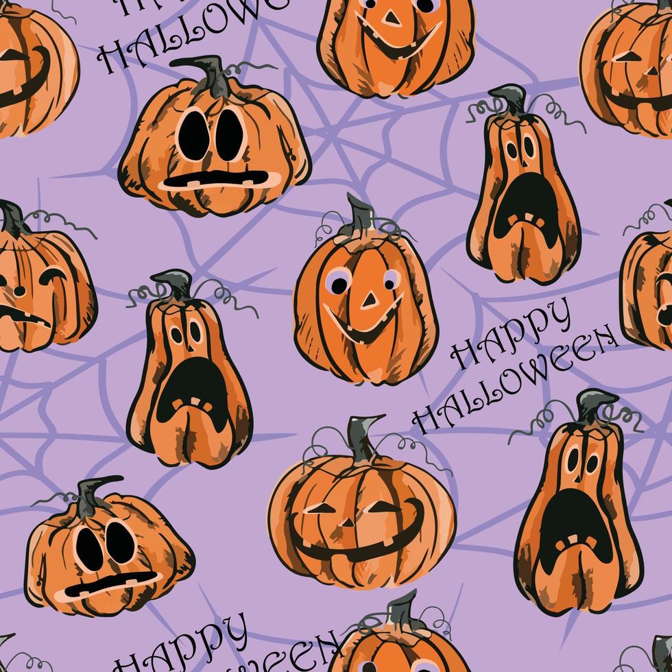 Pumpkin halloween day seamless pattern vector