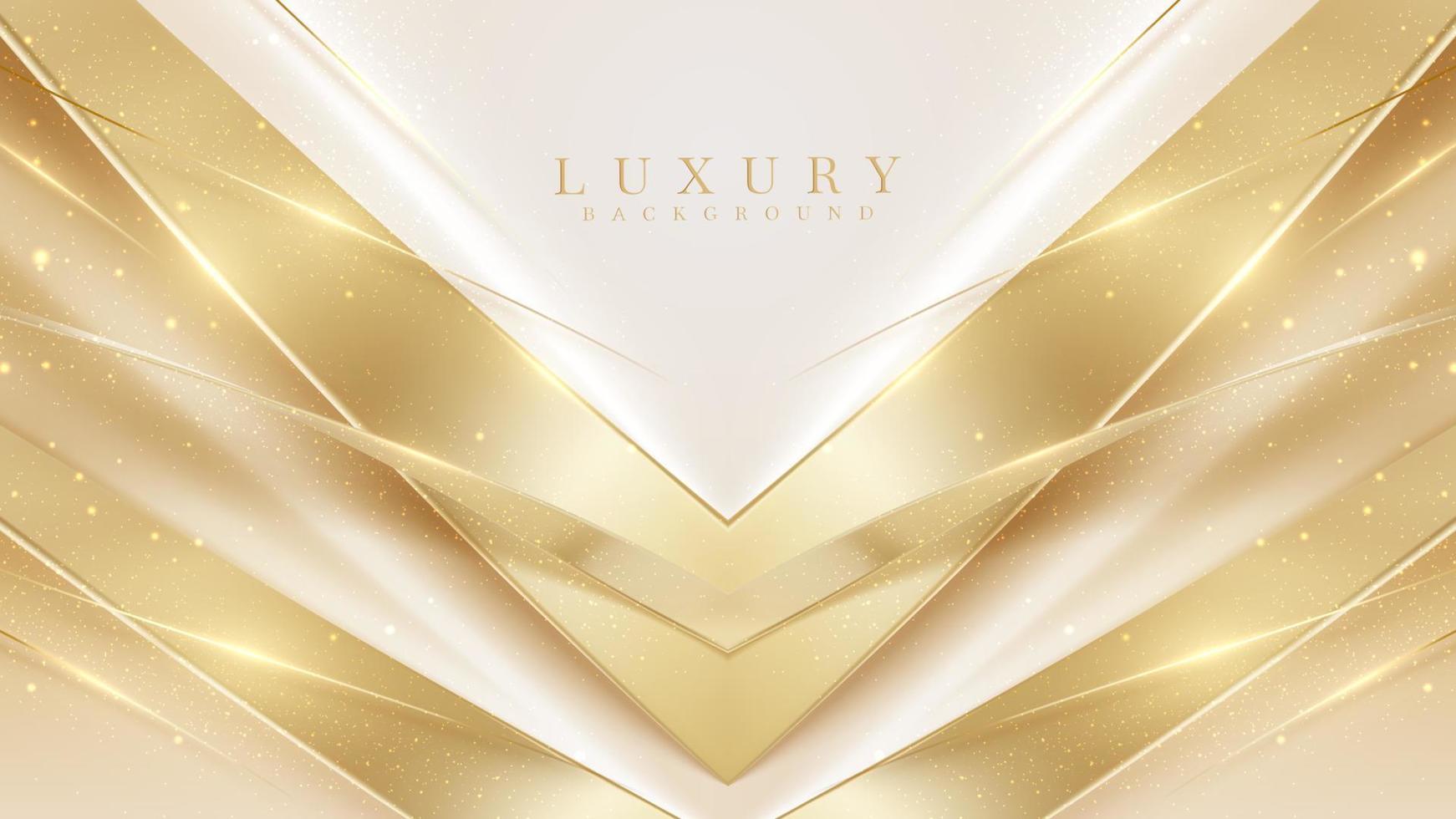 Luxury gold triangle background with sparkling light elements with bokeh decorations. vector