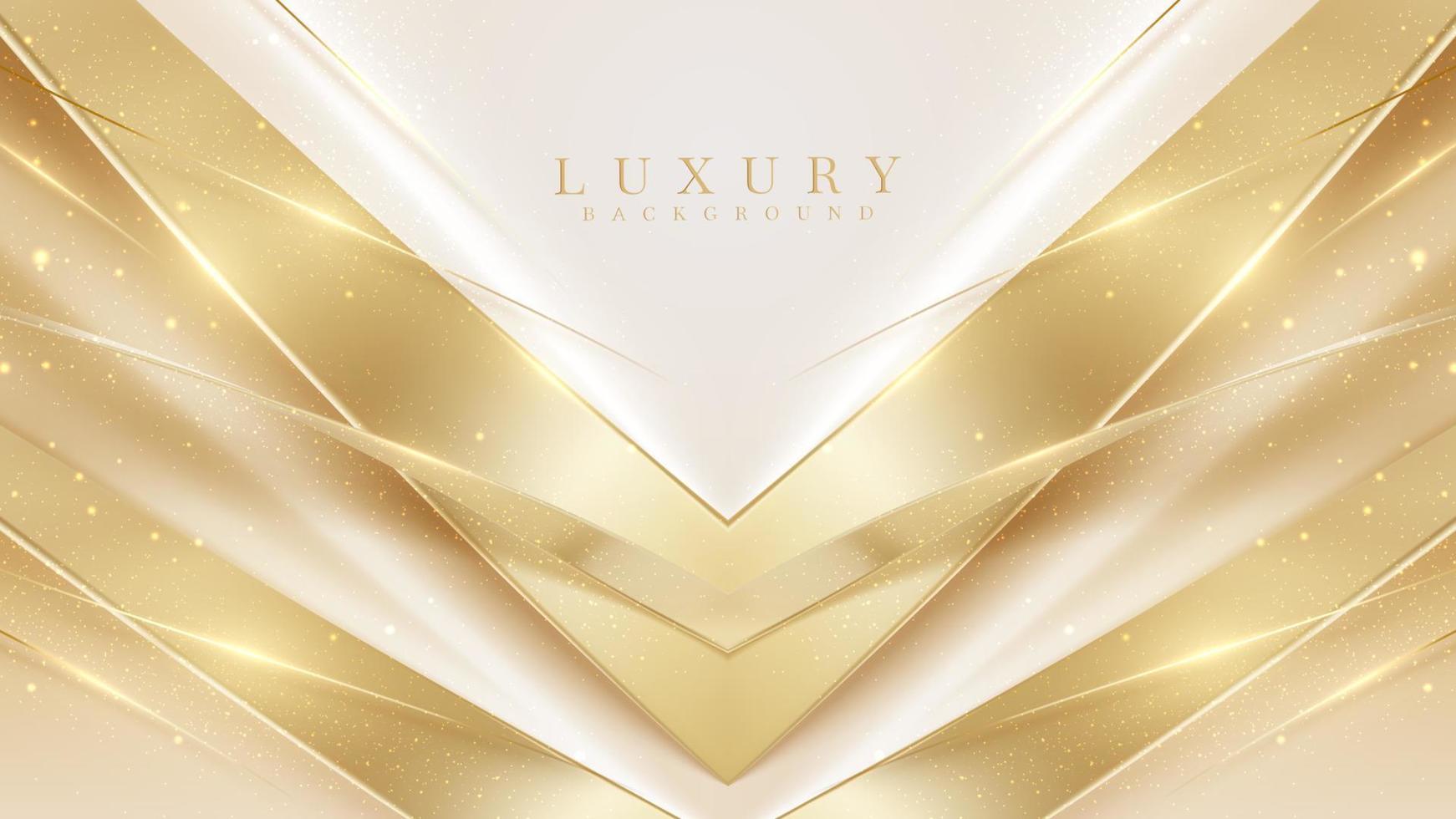 Luxury gold triangle background with sparkling light elements with bokeh decorations. vector