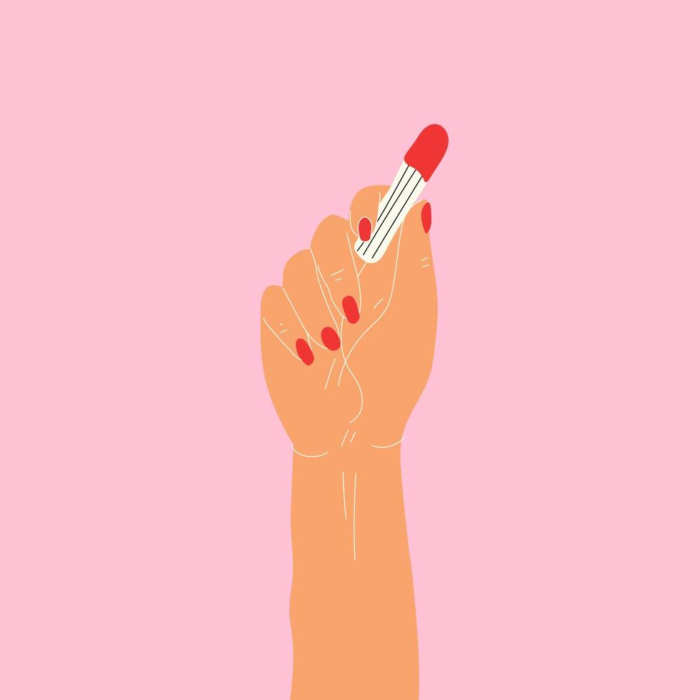 Hand holding a tampon. Vector. All elements are isolated vector