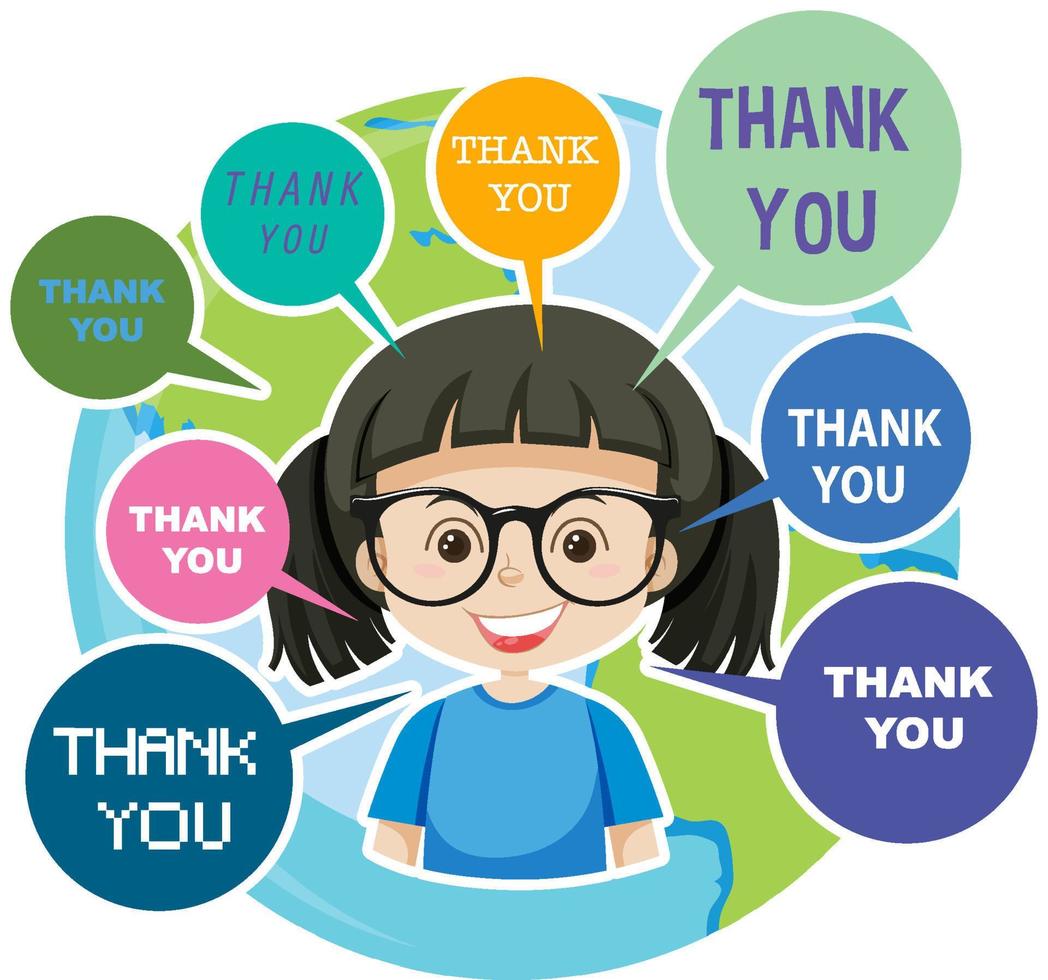 A girl with thank you speech bubble vector