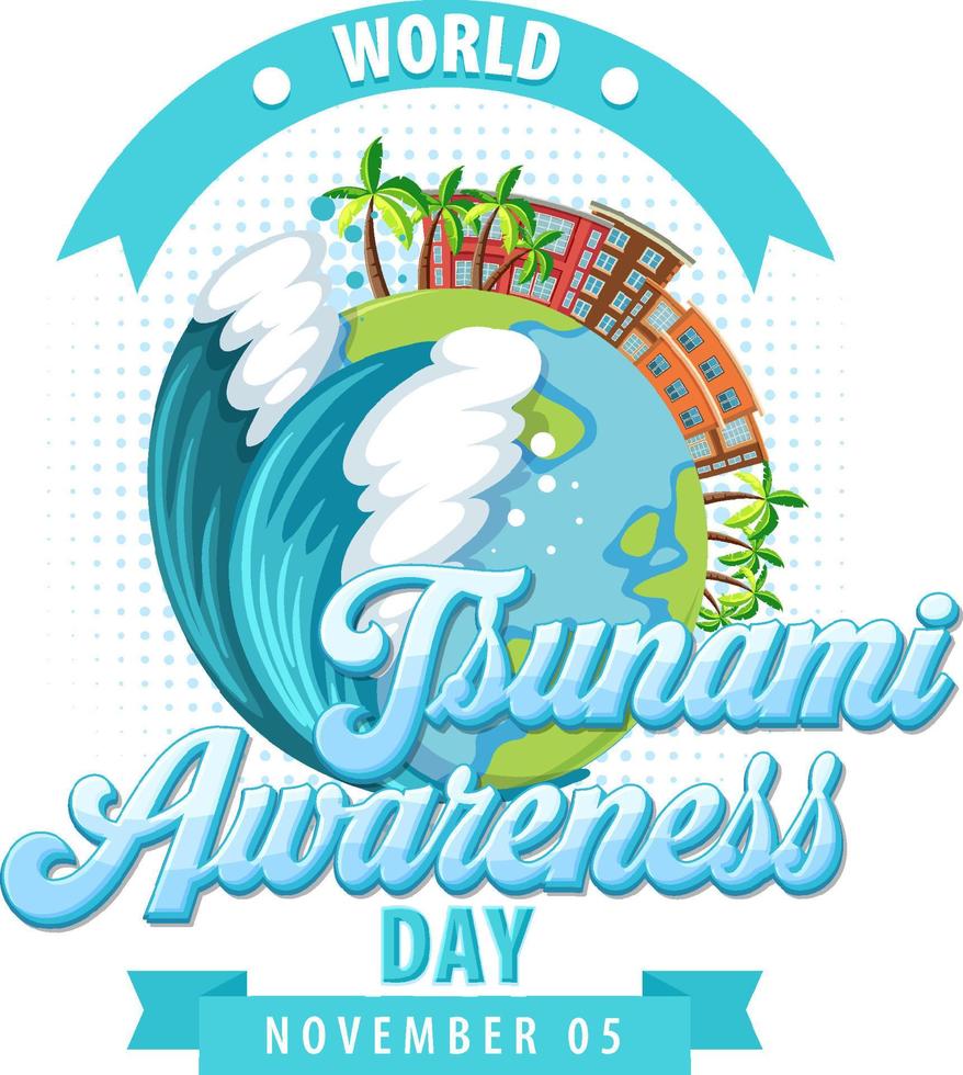 World Tsunami Awareness Day Logo Design vector